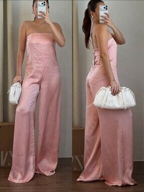 Zara * Satin Jumpsuit Pink Size XS and S